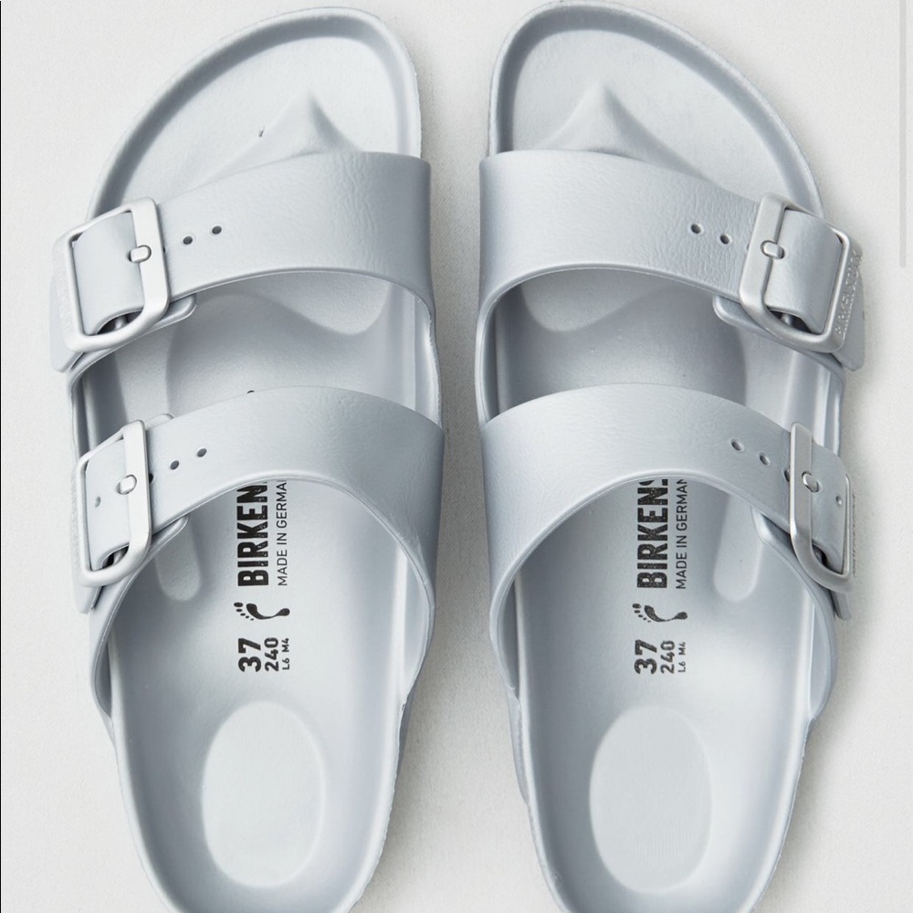 Silver Birkenstock Arizona Evas
